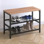 TopMebel Шкаф за обувки Dalia TopMebel метален - меламинов за 6 чифта в черен - дъб бор цвят 65x30x45cm