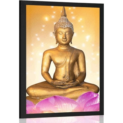 Plakát socha Buddhy na lotosovém květu - 40x60 no frame
