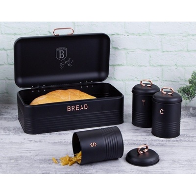 Berlingerhaus BH-6753 Black Rose Collection Chlebovka a dóza na potraviny sada 4 ks