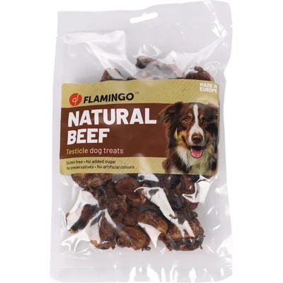 Flamingo Nature Snack - Лакомство за кучета, 100% говежди тестиси, 200 гр
