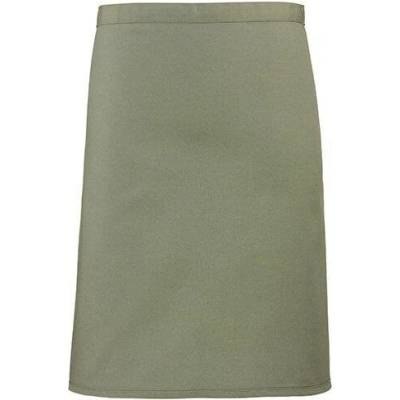 Premier Workwear Středně dlouhá keprová zástěra do gastro provozu zelená mechová 70 x 50 cm PW151