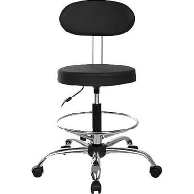 RFG Работен стол RFG Twist H Chrome Ring, до 120кг, еко кожа, хромирана база, коригиране на височината, черен (TBR 01 210/SAHRA 01)