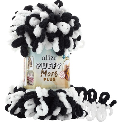 Alize příze Puffy More Plus 8006 bílá, černá