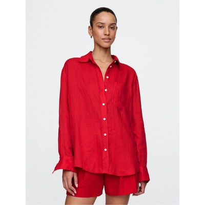GAP lněná oversize košile Big Shirt červená