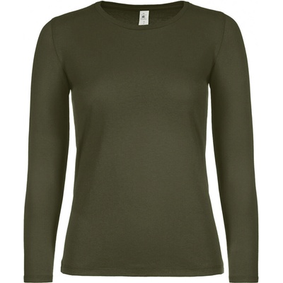 Tričko dámske B&C dlhý rukáv E150 khaki