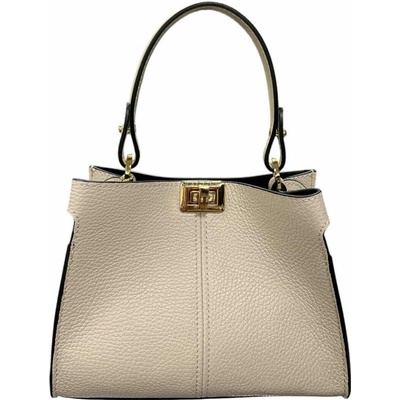 Bagger dámska kožená malá kabelka do ruky/crossbody s kovovým patentom- bežová 0191