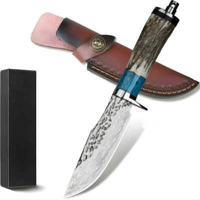 Damaškový outdoorový nôž FB 39489 Hnedá/Modrá/Typ2 8.5 cm