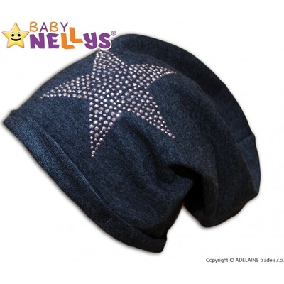Baby Nellys bavlnená čiapka Hviezda modrá