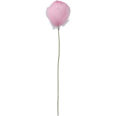 Dekorace růžová květina tulipán z peříček - Ø12*38cm - J-Line by Jolipa