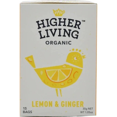 Higher Living Bylinný čaj citron a zázvor bio 15 x 2 g