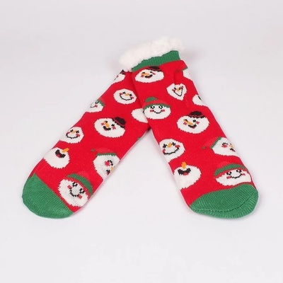 Мъжки коледни чорапи в червено със снежни човеци