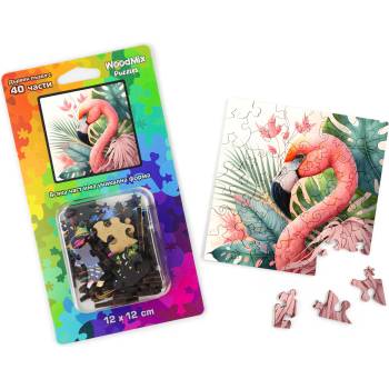 WoodMix Puzzles Дървен пъзел WoodMix, Животни, 40 части - Фламинго (WM-P40-0038)