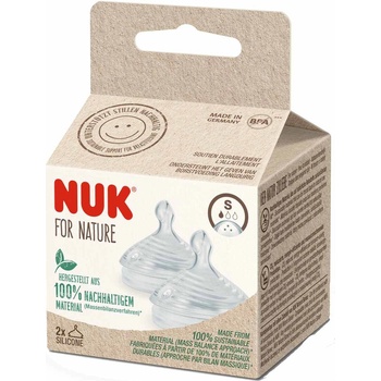 Nuk Силиконови биберони за шише NUK for Nature - Softer, размер S, 2 броя (10124025)