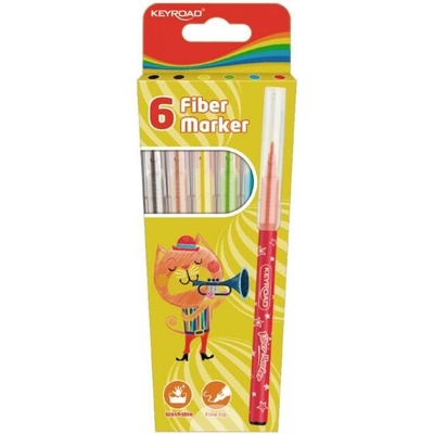 Sada popisovačov KEYROAD Fiber Marker, 6 ks, mix farieb