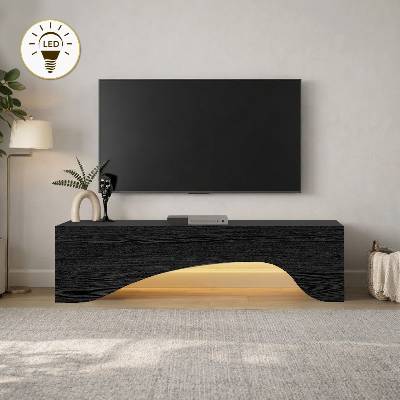TopMebel Меламинов ТВ шкаф Mara Megapap, цвят черен синхрон, размери 150x31, 4x40 см