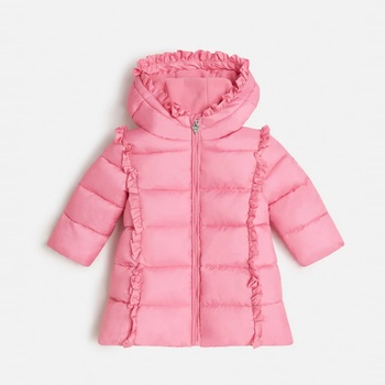 GUESS Удължено яке за зимата за бебе момиче в розово Guess