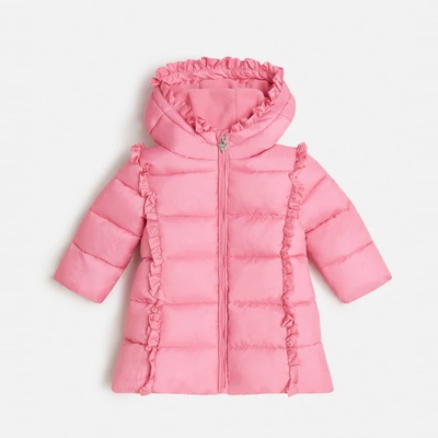GUESS Удължено яке за зимата за бебе момиче в розово Guess
