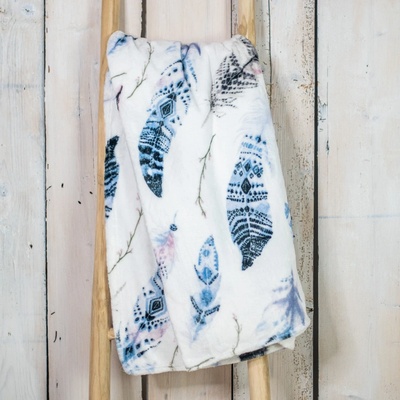 Jahu deka mikroflanel MyHouse Feather peříčka na bílé 150x200