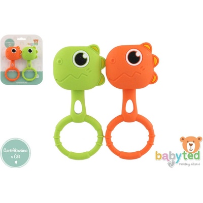 babyted Chrastíček dino 2ks chrastítko silikon 13x5cm
