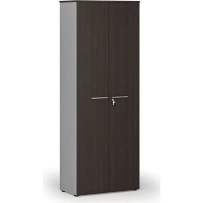 Primo Kancelárska skriňa s dverami GRAY, 2128 x 800 x 420 mm, sivá/wenge