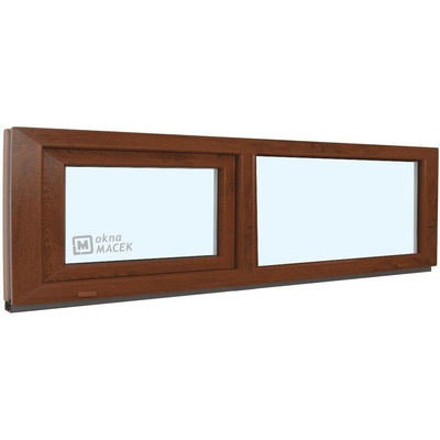 KÖMMERLING Plastové okno - 70 AD, 2400x500 mm, FIX/S, ořech čiré, ořech/ořech