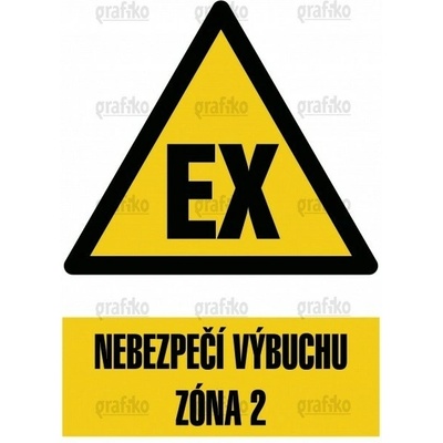 Grafiko | Nebezpečí výbuchu EX - Text obrázku Nebezpečí výbuchu - zóna 5, Materiál Samolepící PVC folie, Rozměr 210x148mm