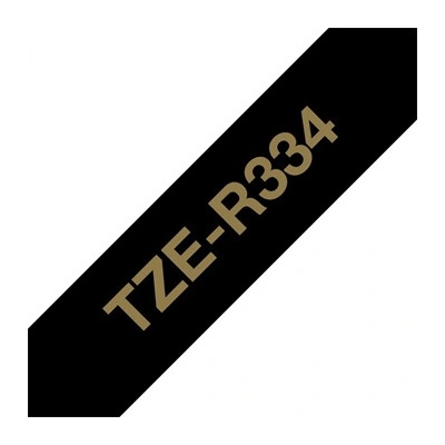 Páska Brother TZE-R334 - originální | zlatý tisk, černý podklad, textilní, 12 mm