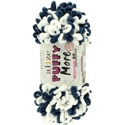 Alize Puffy More 6557 bílá s tmavomodrou