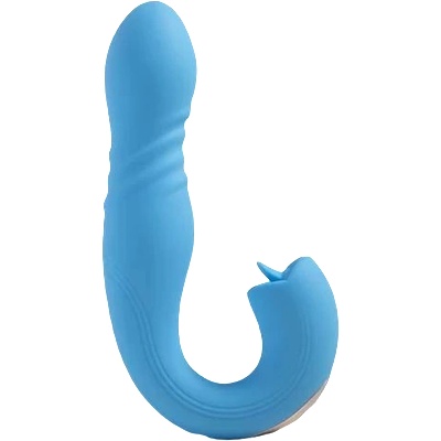 Honey Play Box JOI THRUST 2 Pressure Sensing App Controlled Thrusting G-spot Vibrator & Tongue Clit Licker Blue