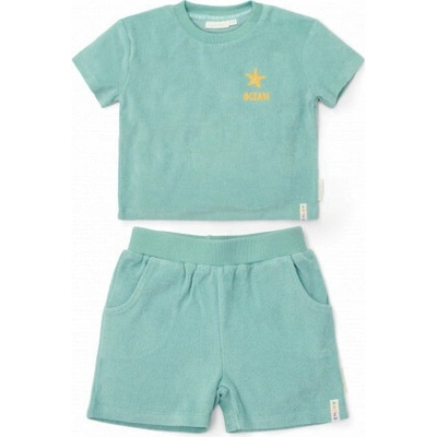 Little Dutch Tričko a kraťasy Seashells Stripes Surf Blue