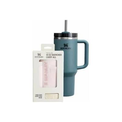 STANLEY 1913 Quencher H2.0 Flowstate Drinking Bottle with Straw 1.2L - Thermo Mug Cools 11 Hours - 48 Hours Ice Cold - Includes the All-Day Quencher Carry-All - Blue Spruce - 100000112504
