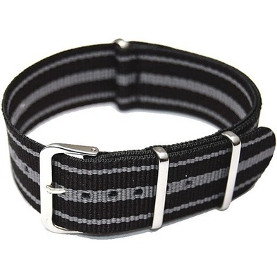 NATO Strap Černá / šedá NTS034 šíře