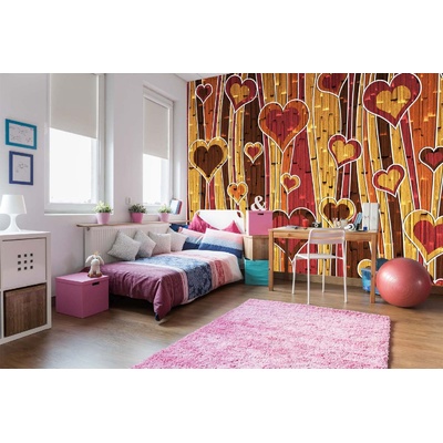 DIMEX ART Самозалепваща се флизелинова фототапета романтични сърца 375 x 250 см