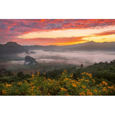 DIMEX ART Флизелинов фототапет сутрешна мъгла в долината 375 x 250 см