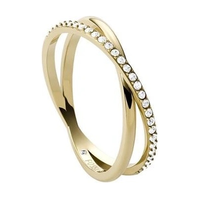 Fossil Elegantní pozlacený prsten s krystaly JF03752710
