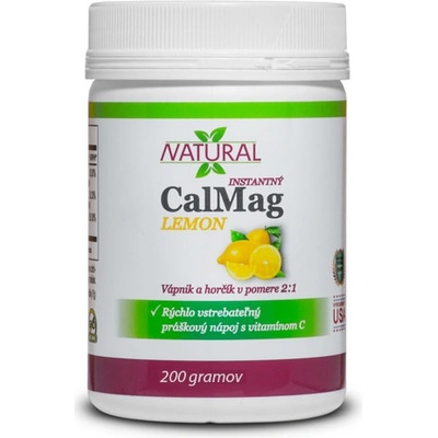 Natural CalMag Lemon vápnik + horčík + C 200 g prášok