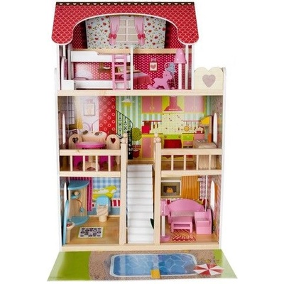 Kruzzel Голяма дървена къща за кукли с аксесоари (kru11251)