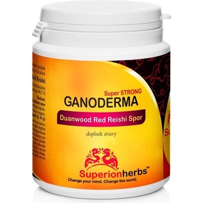 Superionherbs Ganoderma Duanwood Red Reishi 100% spórový prášek 90 tobolek