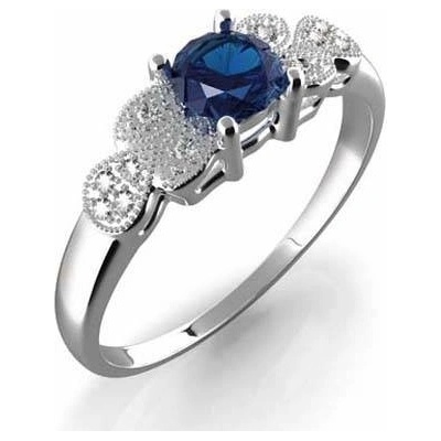 Gems prsten s diamanty modrý safír bílé zlato Michaela 386-0301