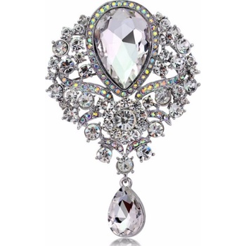 Amparo Miranda Miranda Brošňa Crystal Water Drop 4B9225 Silver