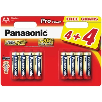 Panasonic Батерии алкални, Panasonic LR6PPG/8BW 4+4F, AA, 1.5V, 8бр