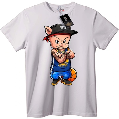 NOONEBRAND Тениска Pig Boss Life баскетбол - 4XL, White