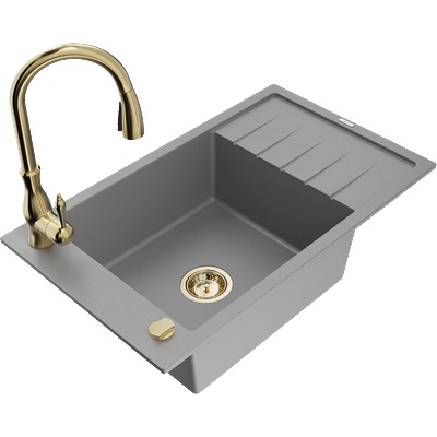 Mexen Elias гранитна мивка с 1 корито с отцедник и кухненски смесител (6511-71-672601-50)