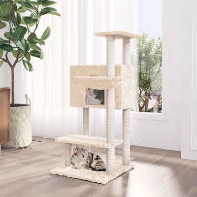 VidaXL Škrabadlo so sisalovými stĺpikmi krémové 108,5 cm