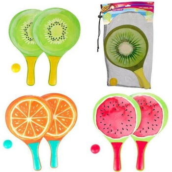 Teddies Súprava na plážový tenis ovocie 38 cm 2 pálky + 1 loptička