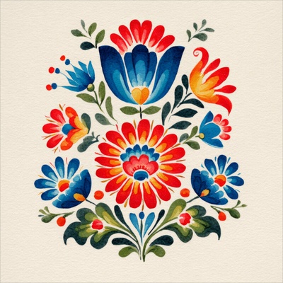 Takoy Panel na ušití šátku umělé hedvábí 73x73 folk blossom