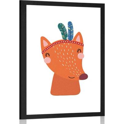 Plakát s paspartou roztomilá liška s peříčky - 30x45 no frame