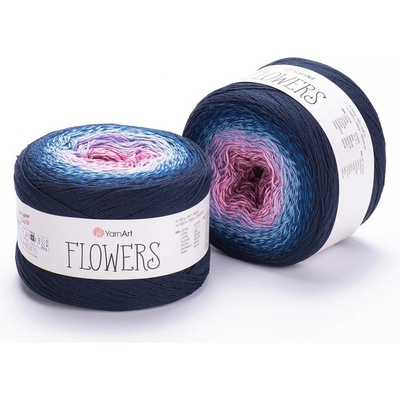 Yarn Art příze Flowers 273 růžová, světle a tmavě modrá