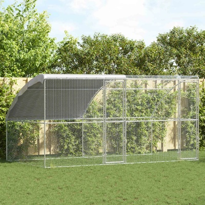 vidaXL Klec na kuřata 2 ks 400 × 200 × 200 cm ocel a PE stříbrná 9799.3381107