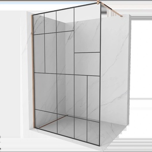 Mexen Kioto Душ преграда Walk-in 80 x 200 см, черен мотив 8 мм, розово злато (800-080-101-60-78)